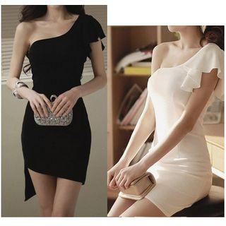Short-sleeve Plain Zip Dress