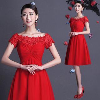 Short-sleeve A-line Cocktail Dress