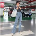 V-neck Short-sleeve T-shirt / Wide Leg Pants