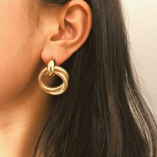 Iron Interlocking Hoop Dangle Earring