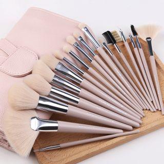 Set Of 18 : Makeup Brush Set - Pink - One Size