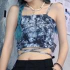 Tie-dye Print Tie-strap Cropped Camisole Top