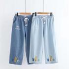 Capri Embroidered Wide-leg Jeans