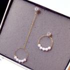 Non-matching 925 Sterling Silver Faux Pearl Drop Earring