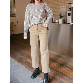Plus Size Fleece-lined Straight-cut Pants