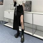 Short-sleeve Blouse / Slit Midi Skirt