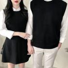 Men Knit Vest / Women Sleeveless Mini A-line Knit Dress