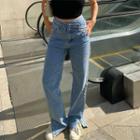 Plain Side Slit Jeans