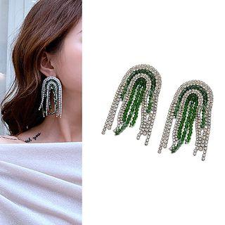 Rhinestone Faux Crystal Fringed Earring As Shown In Figure - One Size