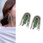 Rhinestone Faux Crystal Fringed Earring As Shown In Figure - One Size