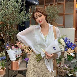 Tie-hem Sheer Coverup Shirt