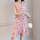 Sleeveless Midi Cherry Print Chiffon Dress
