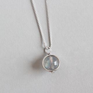 925 Sterling Silver Moonstone Pendant Necklace Silver - One Size