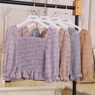 Floral Square-neck Blouse