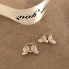 Nacre Floral Hoop Earrings Stud Earring - 1 Pair - 925 Silver Stud - Gold - One Size
