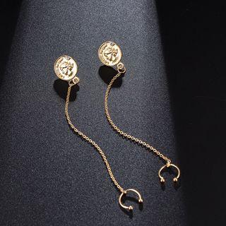 Alloy Coin Dangle Earring 1 Pair - 8260 - One Size