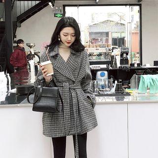 Houndstooth Loose-fit Coat