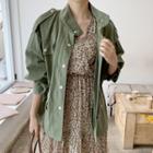 Epaulet Loose-fit Military Jacket Khaki - One Size