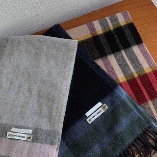 Fringe Plaid Wool Scarf