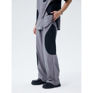 Elbow-sleeve Two Tone Shirt / Wide-leg Pants