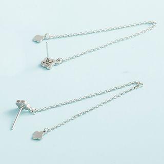 925 Sterling Silver Polished Clover Dangle Earring