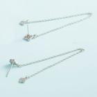 925 Sterling Silver Polished Clover Dangle Earring