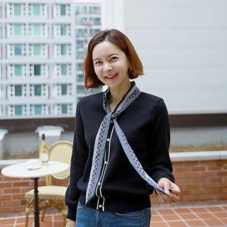 Scarf-neck Mock Knit Cardigan