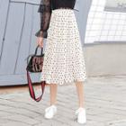 Polka Dot A-line Midi Pleated Chiffon Skirt