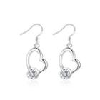 Simple And Fashion Hollow Heart Cubic Zircon Earrings Silver - One Size