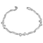 14k Italian White Gold Diamond-cut Heart And Wave Segment Bracelet (6.5), Women Jewelry In Gift Box