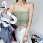 Mesh Ruffled Lace-up Camisole Top