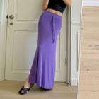 Drawstring Deep-slit Maxi Skirt
