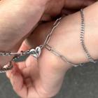 Set Of 2: Heart Layered Chain Bracelet Silver - One Size
