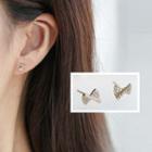 Rhinestone Bow Earring 1 Pair - Gold - One Size