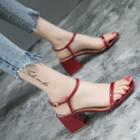 Patent Chunky Heel Ankle Strap Sandals