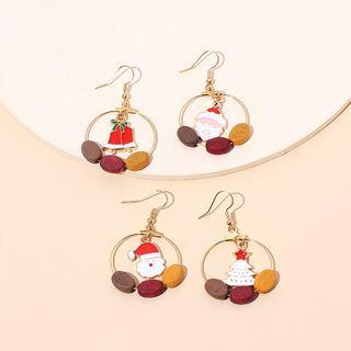Christmas Hoop Asymmetrical Dangle Earring