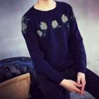 Rose Embroidered Sweater