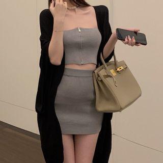Zip Strapless Top / Pencil Skirt