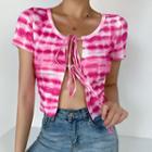 Dye Print Lace Up Short-sleeve T-shirt