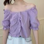 Off Shoulder Ruffle Trim Cropped Top