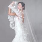 Embroidered Wedding Veil Milky White - One Size