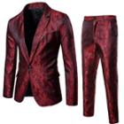 Suit Set: Single Button Print Blazer + Dress Pants