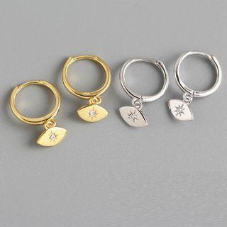 Sterling Silver Rhinestone Eye Drop Earrings