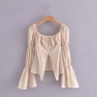 Square-neck Slit Blouse
