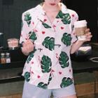 Short-sleeve Leaf Print Shirt