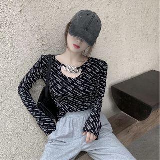 Chain Cutout Lettering T-shirt