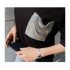 Round-neck Sequined-detail T-shirt
