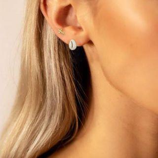 925 Sterling Silver Rhinestone Shell Earring