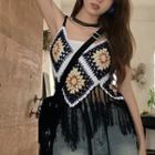 Pattern Fringed Camisole Top