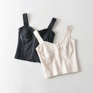 Contrast Stitching Corset Top